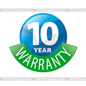Logo in shape of circle 10-year warranty - vector clip art