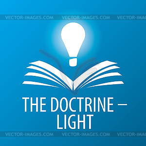 Logo lamp illuminates book - vector clip art