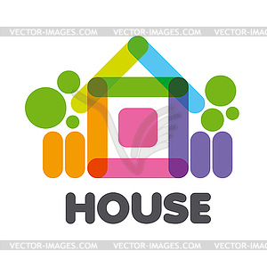Логотип разноцветные сельский дом - изображение в формате EPS