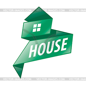 Logo pointer homes in tape form - vector image