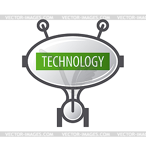 Logo robot technology with antennas - vector image