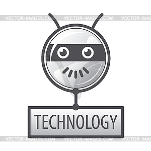 Logo round robot head - vector image