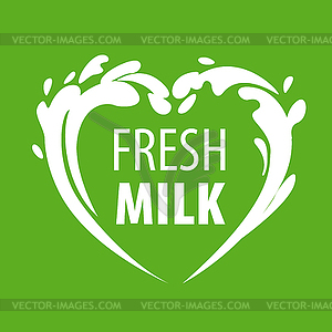 Logo splashes of milk in form of heart - vector image