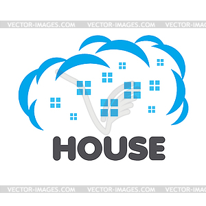 Logo windows of houses in clouds - vector clipart