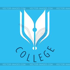 Abstract logo nib and books for college - vector clipart