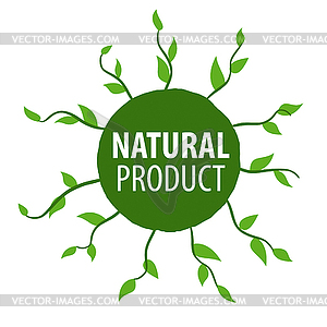 Round floral logo for natural products - vector image