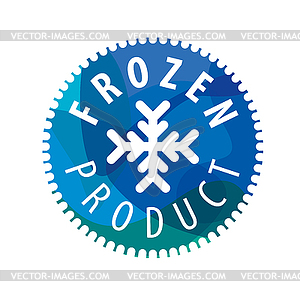 Круглый логотип с снежинки для замороженных продуктов - векторный клипарт Royalty-Free