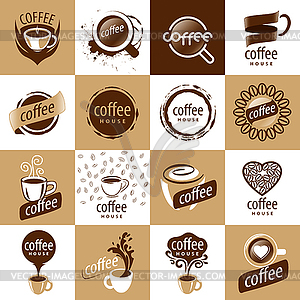 Large set of logos coffee - vector image