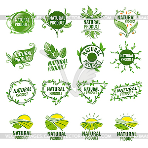 Large set of logos for natural products - vector image