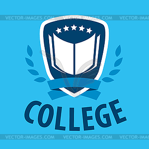 Logo book and shield for college - vector clipart