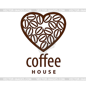 Logo coffee beans in shape of heart - royalty-free vector image