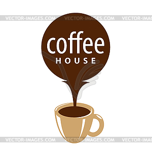 Logo cup and coffee stream - vector image