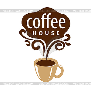 Logo cup of coffee and patterns - vector image