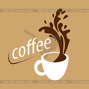 Logo cup of coffee and splashes - vector image