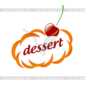 Logo dessert clouds and cherry - stock vector clipart