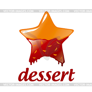 Logo dessert in form of star with chocolat - vector clip art