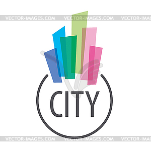 Logo multicolored houses in town - vector clipart