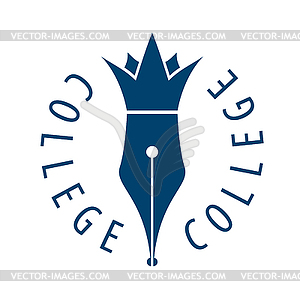 Logo nib and crown for college - vector image