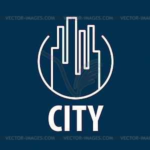 Logo outline night city - vector image