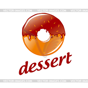 Логотип круглый пончик с шоколадом - рисунок в векторном формате