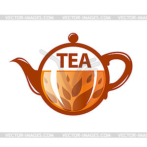 Logo round glass teapot - royalty-free vector image