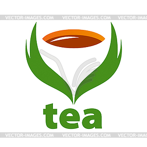 Logo tea and green leaves - vector clipart