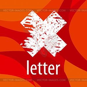 Abstract logo letter X on red background - vector image
