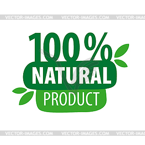 Green logo for 100% natural products - vector clipart