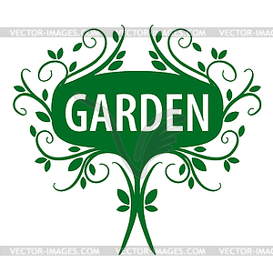 Green logo of floral ornament for garden - vector image