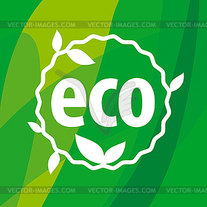 Round eco logo on green background - vector EPS clipart