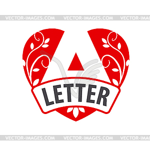 Logo letter with red heart - vector clip art