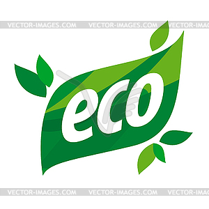 Eco logo in form of green leaf - stock vector clipart