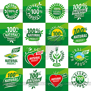 Large set logos for natural products - vector image