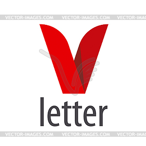 Логотип красная лента в форме буквы V - векторный клипарт / векторное изображение