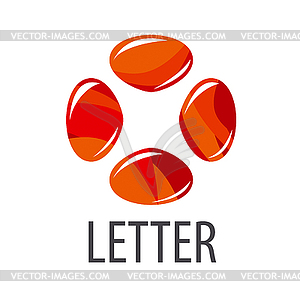 Logo abstract letter X of colored stones - vector clip art