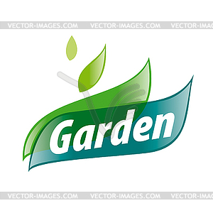 Logo green leaves for garden - vector image