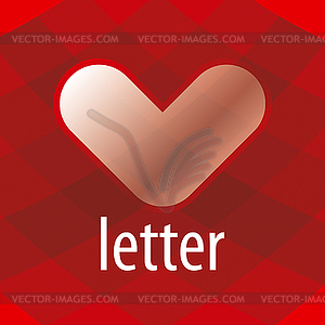 Logo in shape of heart with letter V - vector clipart