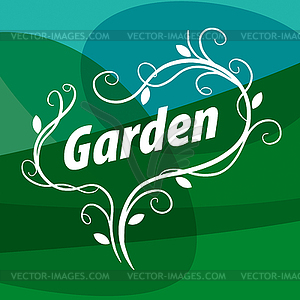 Logo of floral ornament on green background - vector clipart