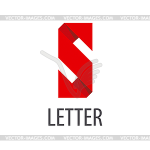 Logo red ribbon in shape of letter S - vector clipart