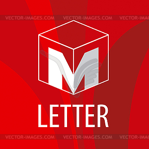 Logo letter M in form of cube - vector clipart