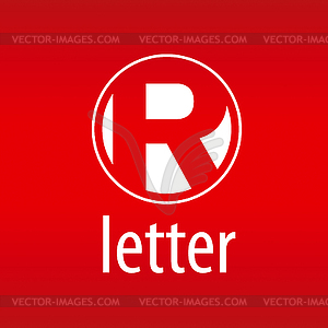 Round logo letter R on red background - vector image