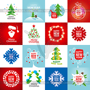 Large set of logos for new year - vector clip art