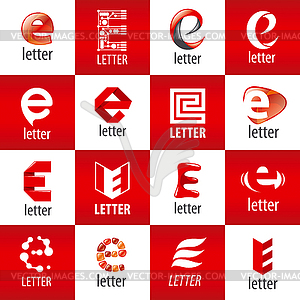 Large set of logos letter E - vector image