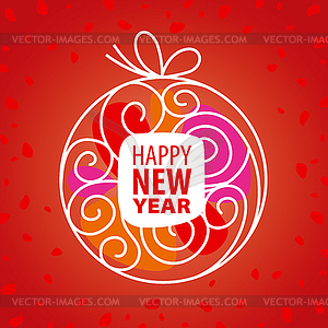 Logo Christmas ball on red background - stock vector clipart