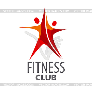 Logo for fitness in form of red star - vector clip art