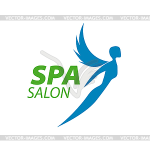 Logo girl with wings for spa - vector clip art