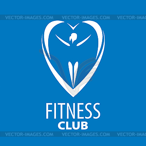 Logo in heart of girl on blue background - vector image