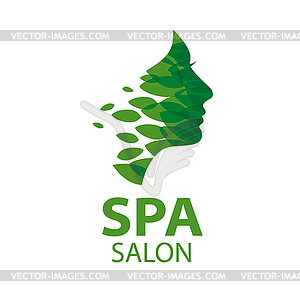 Logo leaves in form of woman`s face - vector image