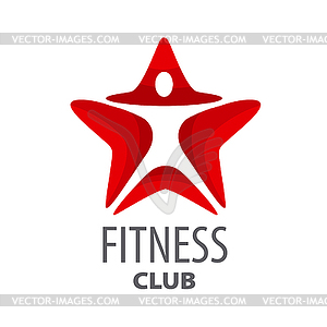 Logo red star for fitness club - vector clipart