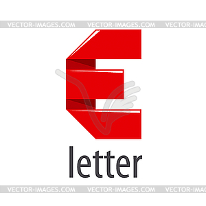 Logo red tape in form of letter E - vector image